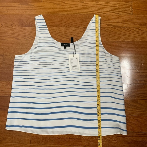 NWT Theory Silk Tank XL Blue Painted Stripe - Picture 6 of 7